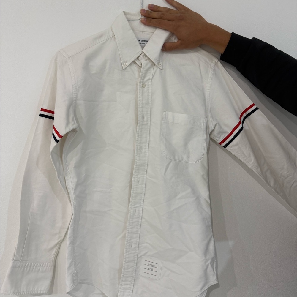 Thom Browne White Shirt with Red and Blue Stripes